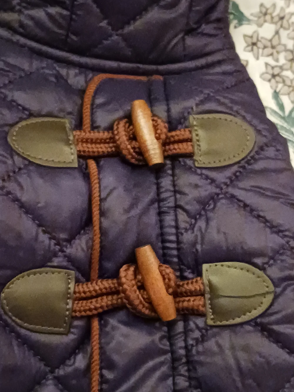 Nautica Quilted Fleece Plush Navy Dog Coat with Hood